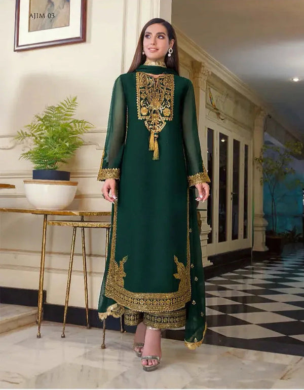 Asim Jofa Chiffon Suit-Green-Chiffon-Aarasta