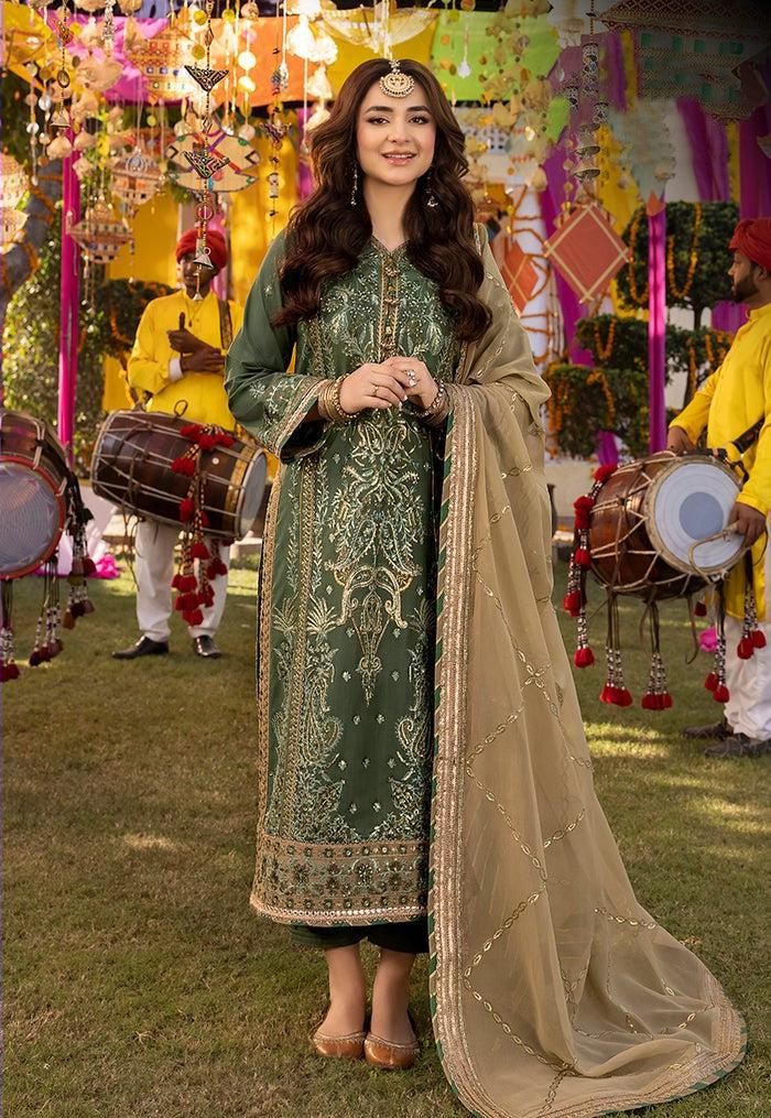 Asim Jofa Chiffon Suit-Green-Chiffon-Aarasta