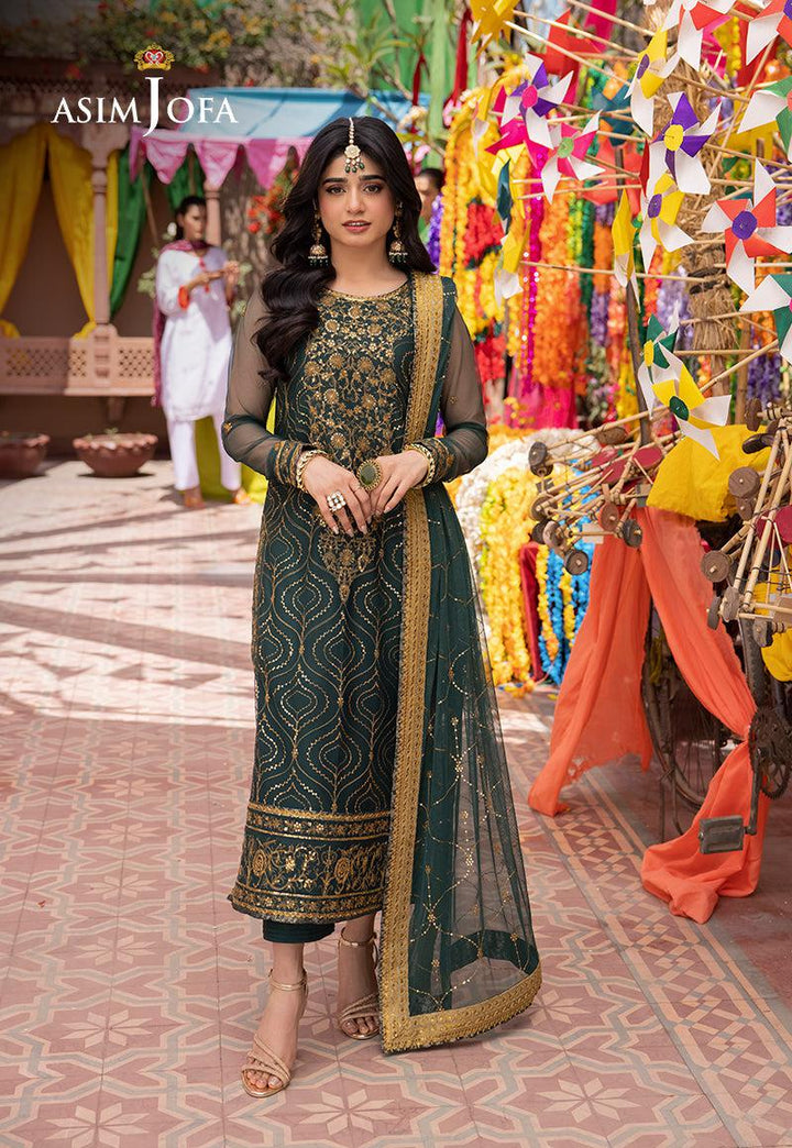 Asim Jofa Chiffon Suit-Green-Chiffon-Aarasta