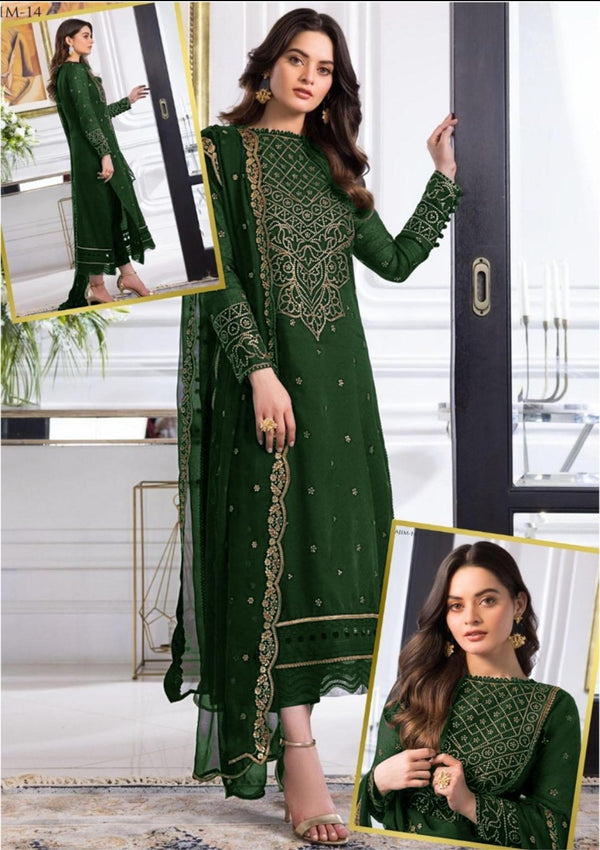Asim Jofa Chiffon Suit-Green-Chiffon-Aarasta