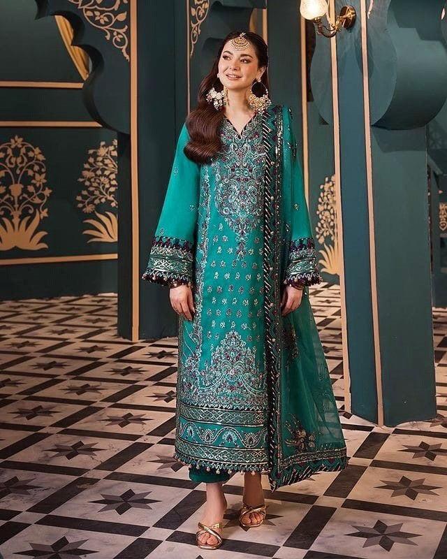 Asim Jofa Chiffon Suit-Green-Chiffon-Aarasta