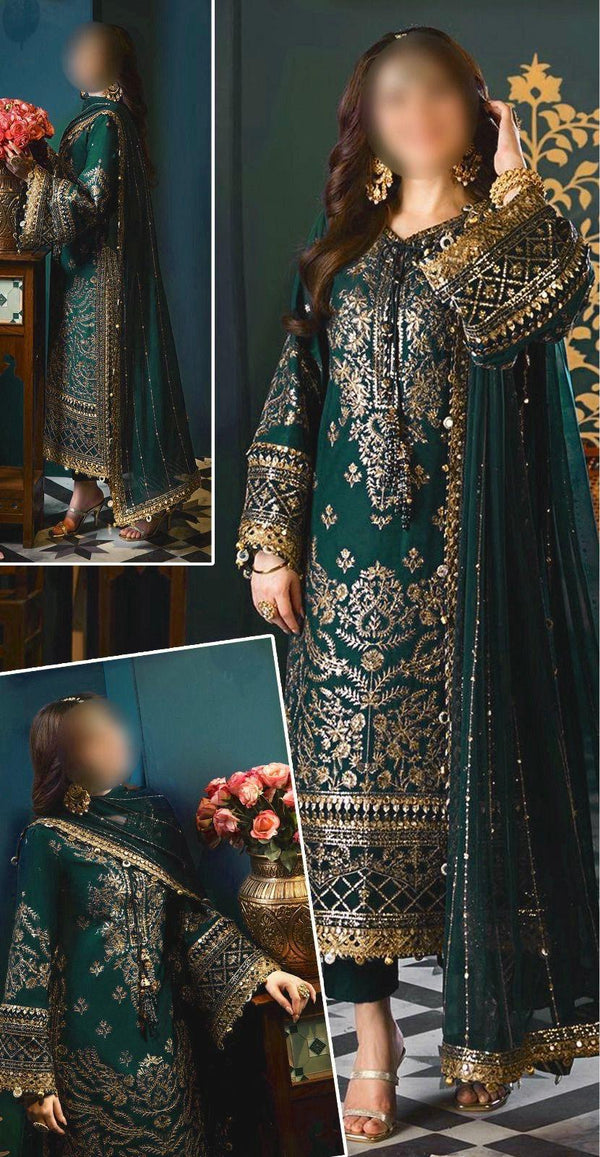 Asim Jofa Chiffon Suit-Green-Chiffon-Aarasta