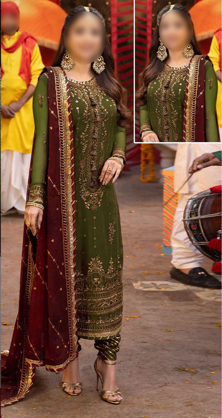 Asim Jofa Chiffon Suit-Green-Chiffon-Aarasta