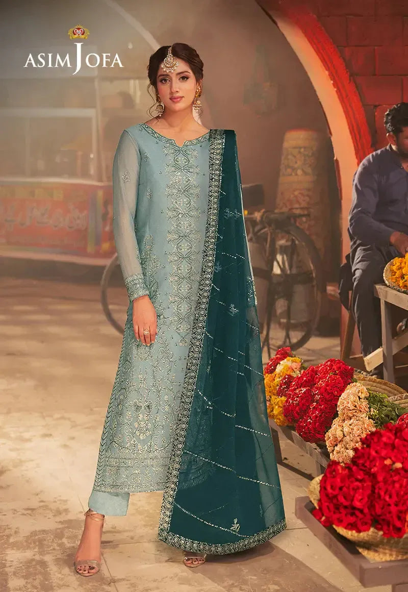 Asim Jofa Chiffon Suit-Green-Chiffon-Aarasta