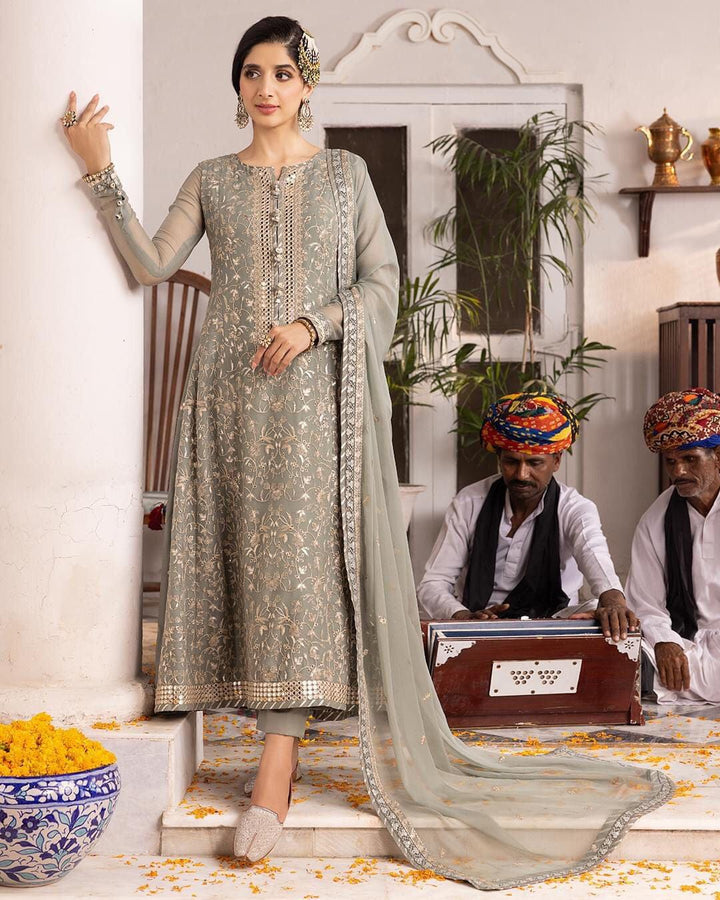 Asim Jofa Chiffon Suit-Green-Chiffon-Aarasta