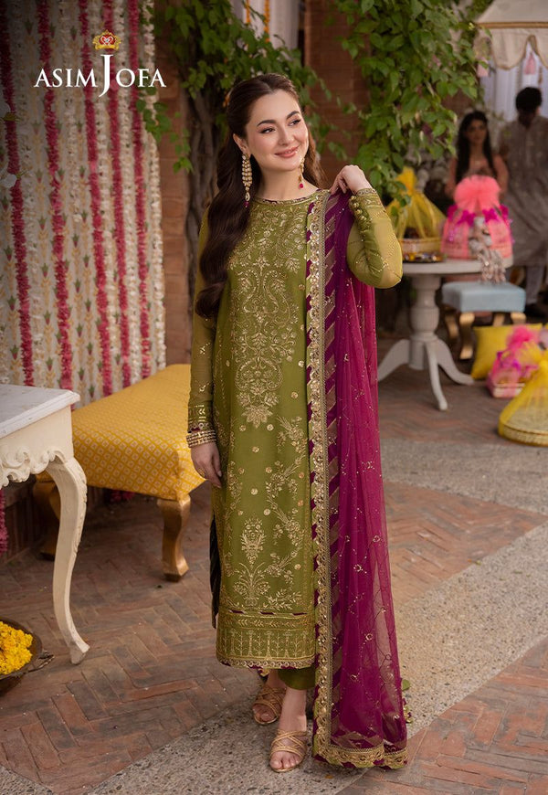 Asim Jofa Chiffon Suit-Green-Chiffon-Aarasta