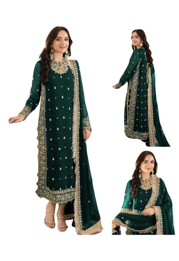 Asim Jofa Chiffon Suit-Green-Chiffon-Aarasta