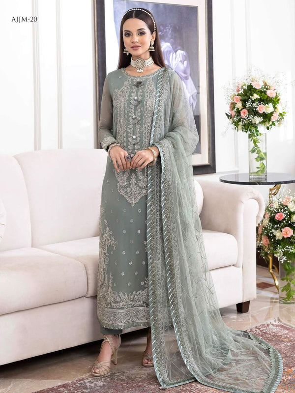 Asim Jofa Chiffon Suit-Green-Chiffon-Aarasta