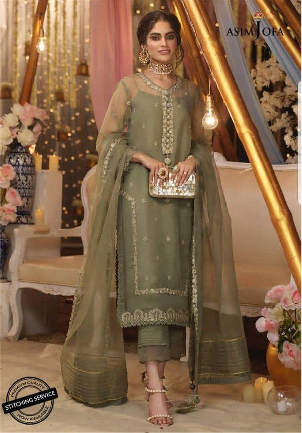 Asim Jofa Organza Suit-Green-Organza-Aarasta