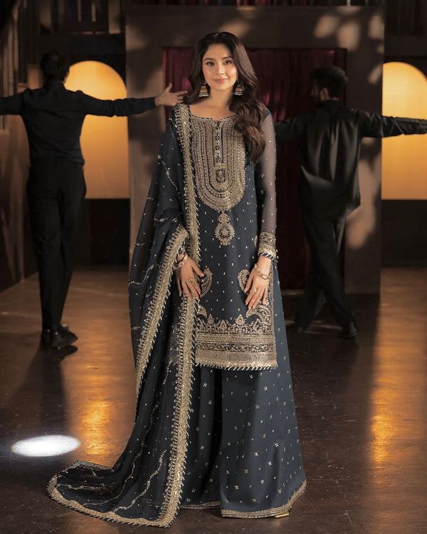 Asim Jofa Chiffon Suit-Grey-Chiffon-Aarasta