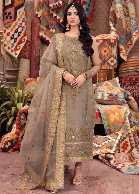 Asim Jofa Organza Suit-Grey-Organza-Aarasta