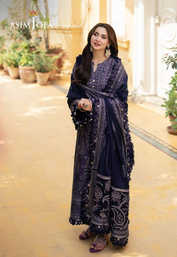 Asim Jofa Chiffon Suit-Navy-Chiffon-Chiffon-Aarasta