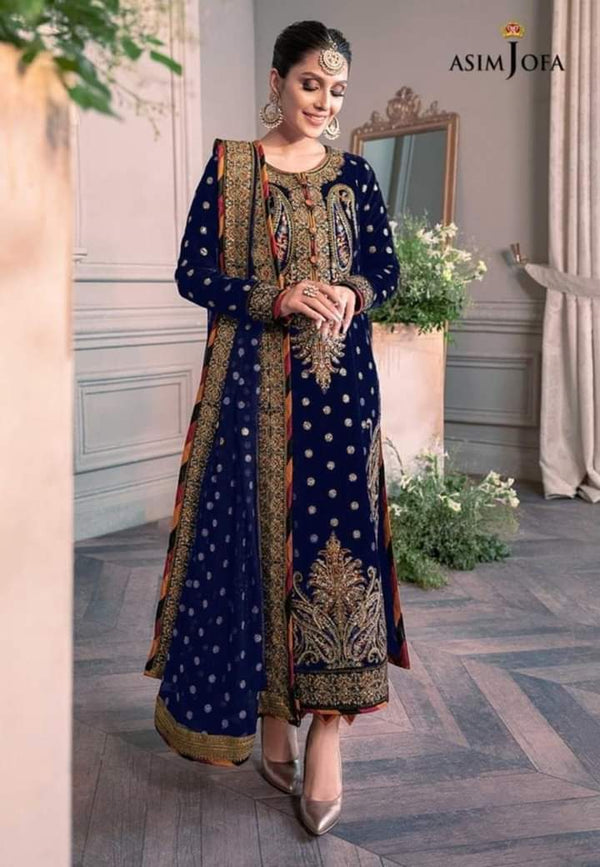 Asim Jofa Velvet Suit-Navy-Velvet-Aarasta