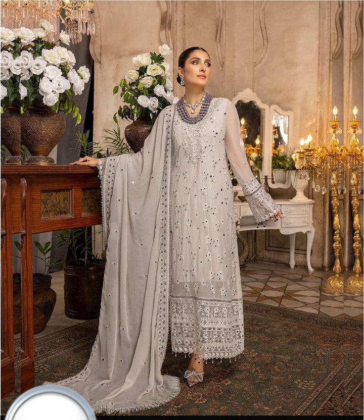 Asim Jofa Chiffon Suit-Off White-Chiffon-Aarasta