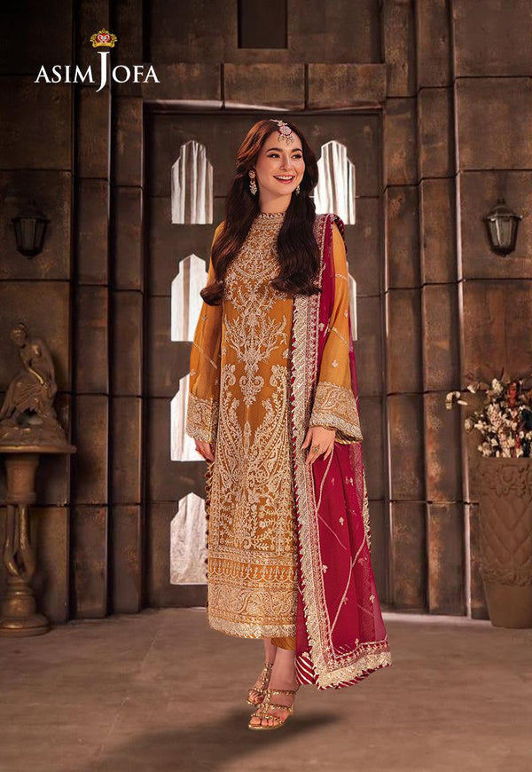 Asim Jofa Chiffon Suit-Orange-Chiffon-Aarasta