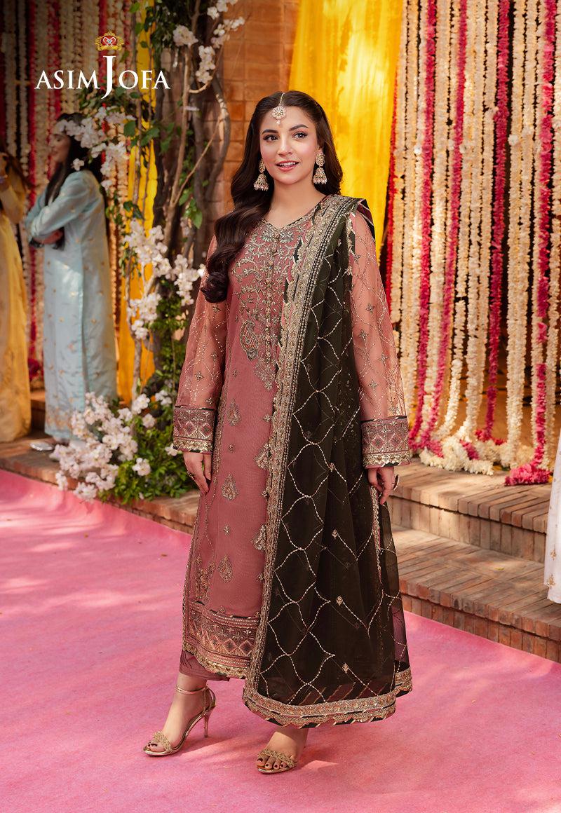 Asim Jofa Chiffon Suit-Pink-Chiffon-Aarasta