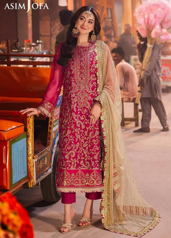 Asim Jofa Chiffon Suit-Pink-Chiffon-Aarasta