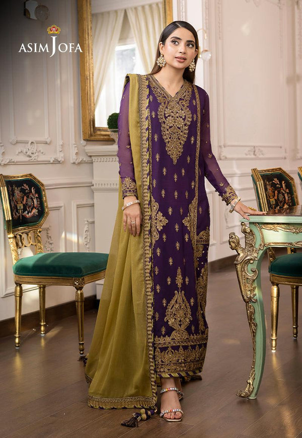 Asim Jofa Chiffon Suit-Purple-Chiffon-Aarasta