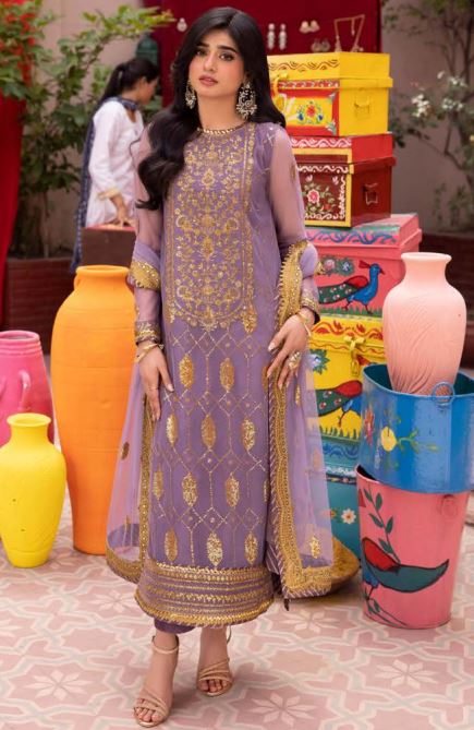 Asim Jofa Chiffon Suit-Purple-Chiffon-Aarasta