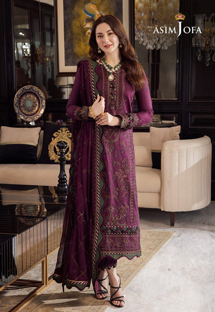Asim Jofa Chiffon Suit-Purple-Chiffon-Aarasta