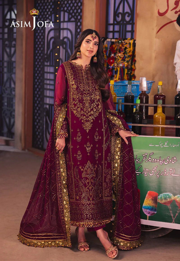 Asim Jofa Chiffon Suit-Purple-Chiffon-Aarasta