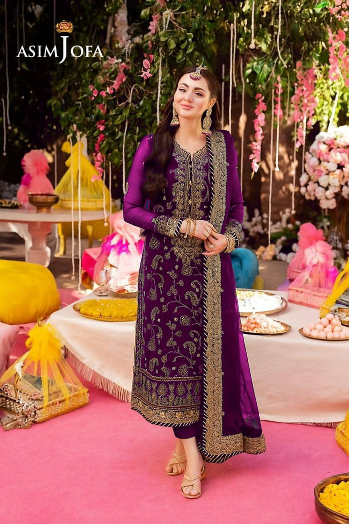 Asim Jofa Chiffon Suit-Purple-Chiffon-Aarasta
