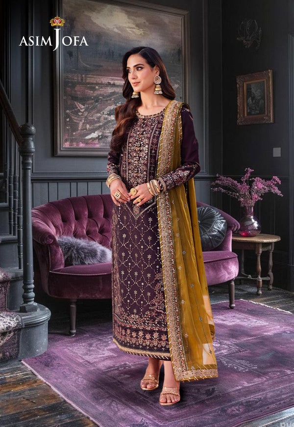 Asim Jofa Chiffon Suit-Purple-Chiffon-Aarasta