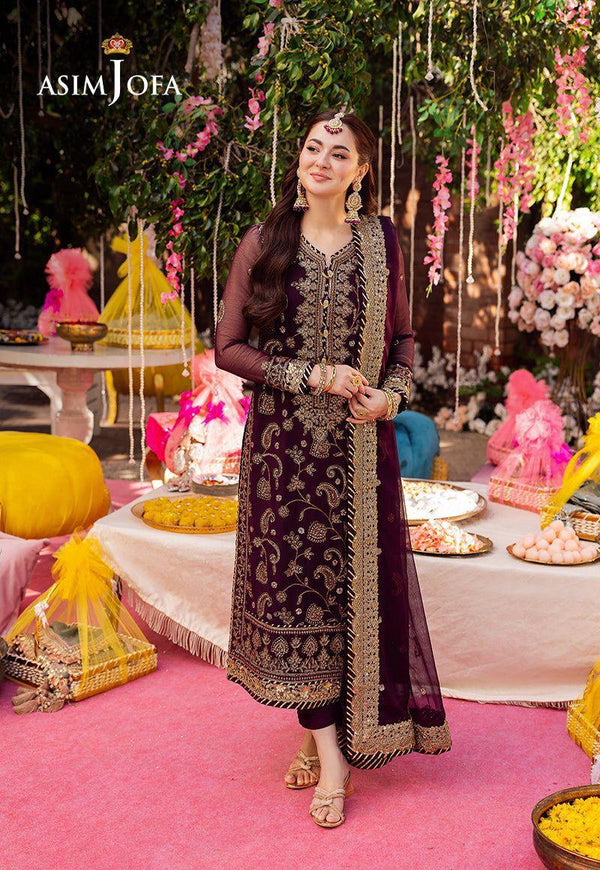 Asim Jofa Chiffon Suit-Purple-Chiffon-Aarasta