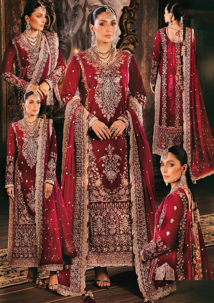 Asim Jofa Chiffon Suit-Red-Chiffon-Aarasta