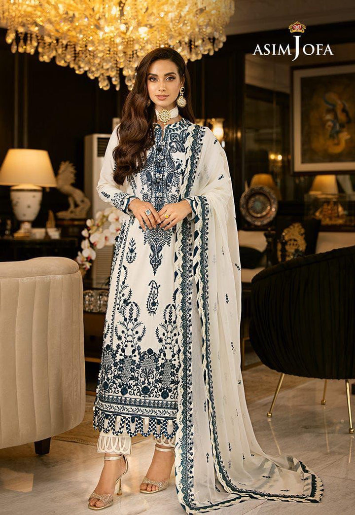 Asim Jofa Chiffon Suit-White-Chiffon-Aarasta
