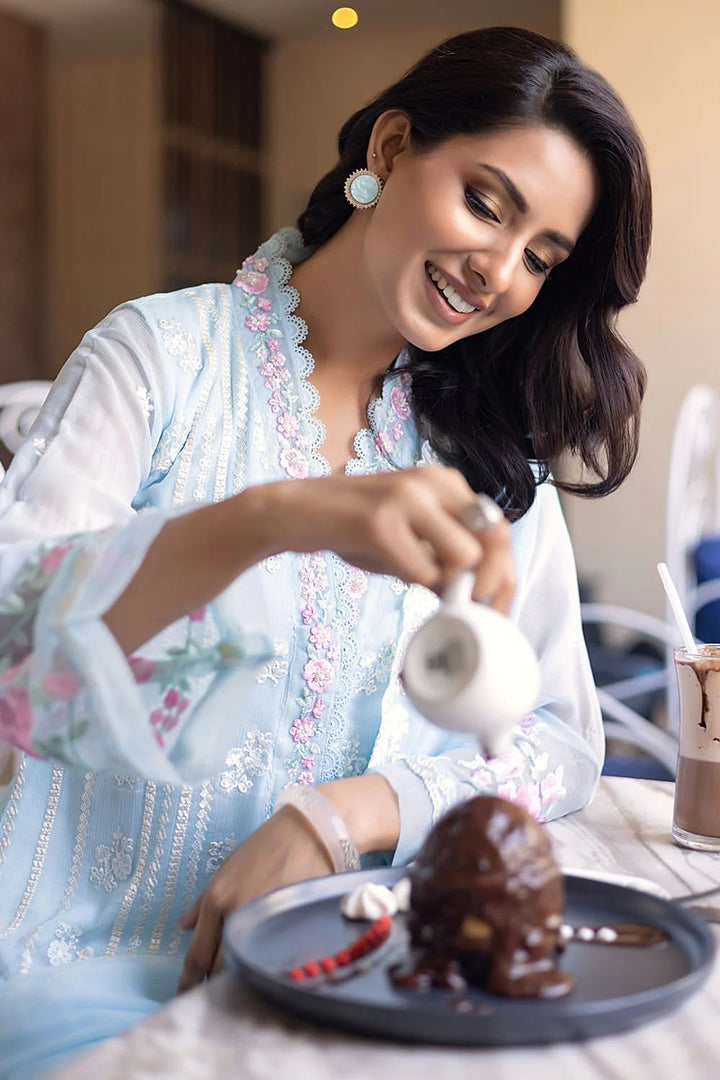 Azure Organza Suit-Aarasta