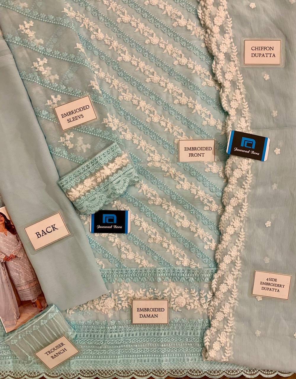 Azure Chiffon Suit-Aarasta