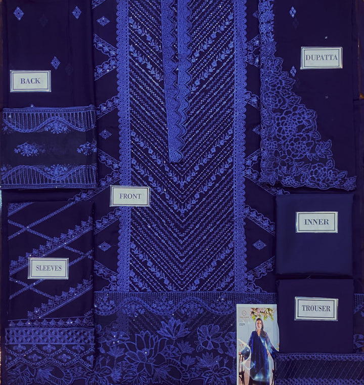 Azure Chiffon Suit-Aarasta