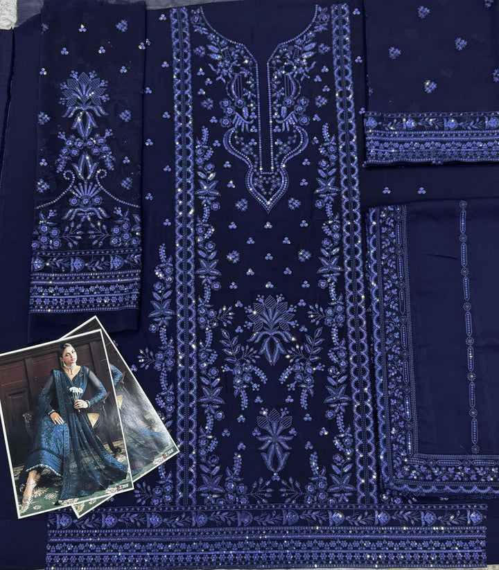 Azure Chiffon Suit-Aarasta