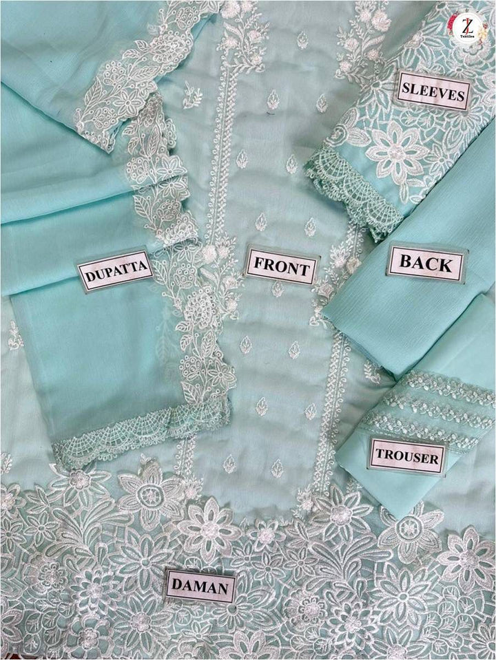 Azure Chiffon Suit-Aarasta