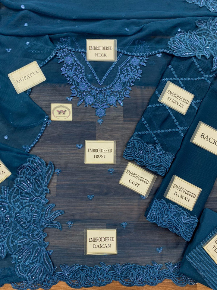 Azure Chiffon Suit-Aarasta