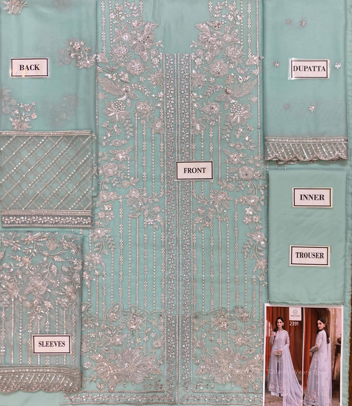 Azure Chiffon Suit-Aarasta