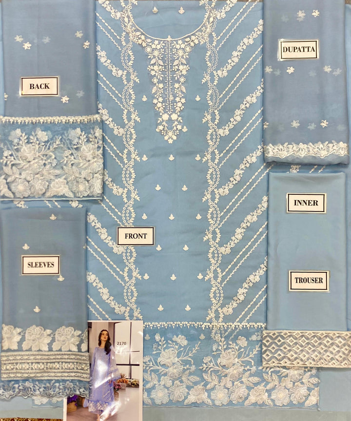 Azure Chiffon Suit-Aarasta