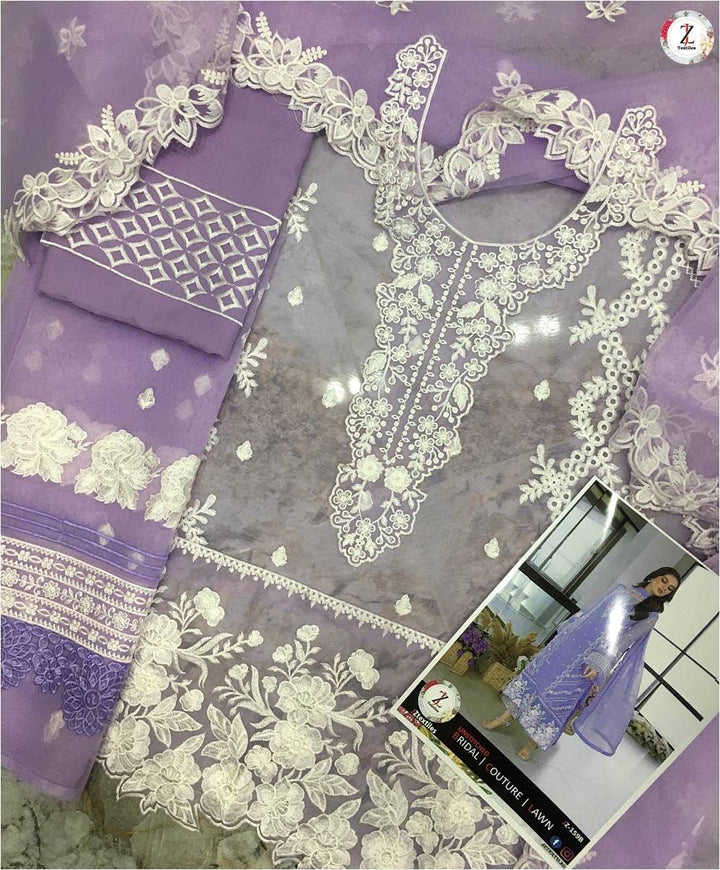 Azure Organza Suit-Aarasta