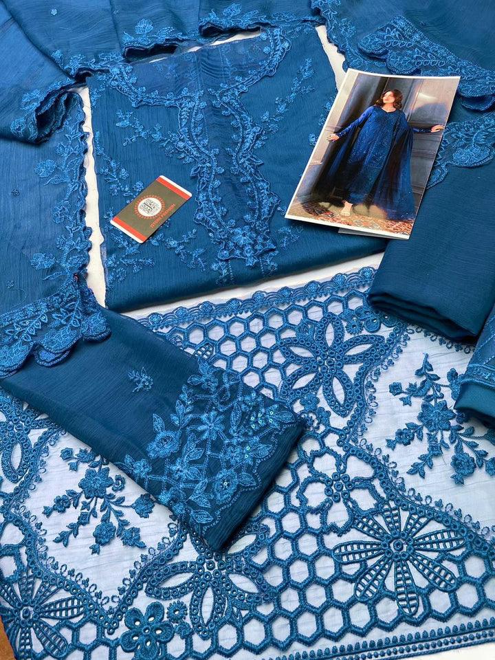 Azure Chiffon Suit-Aarasta