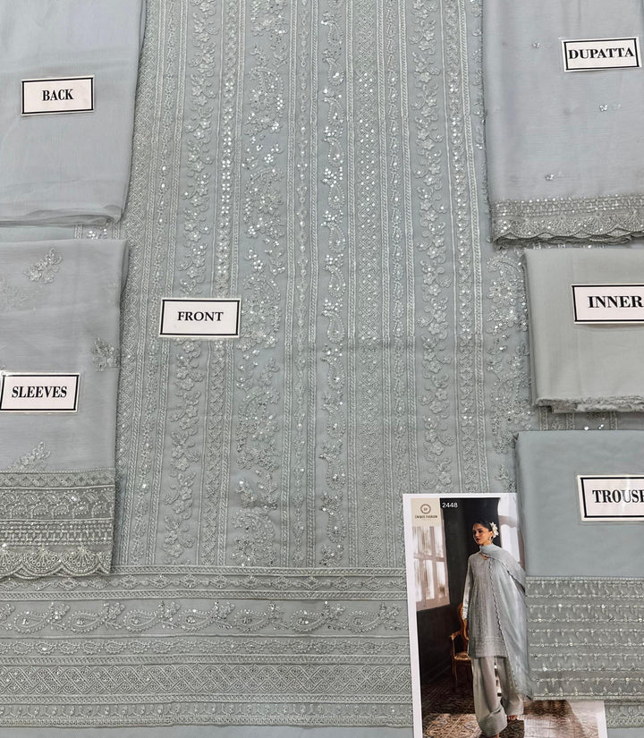 Azure Chiffon Suit-Aarasta