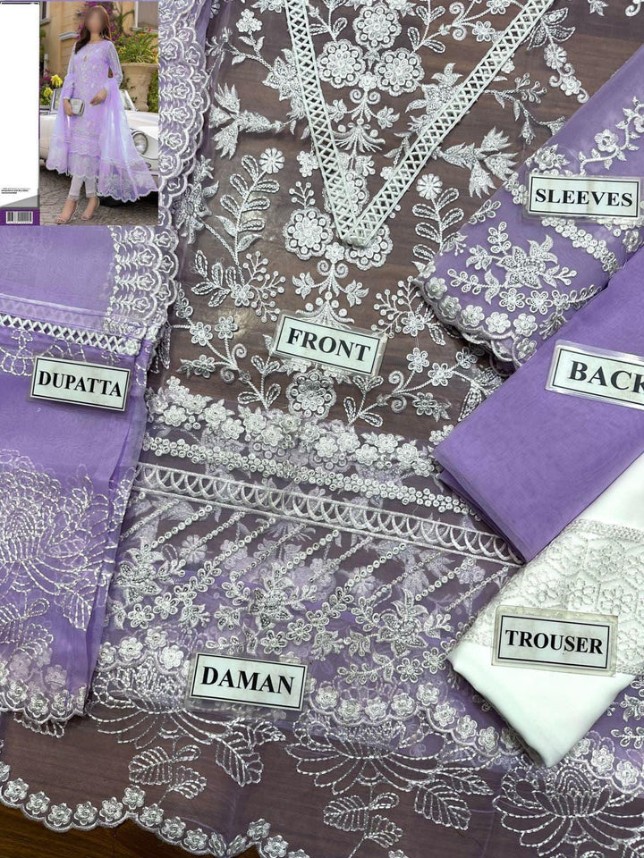 Azure Organza Suit-Aarasta