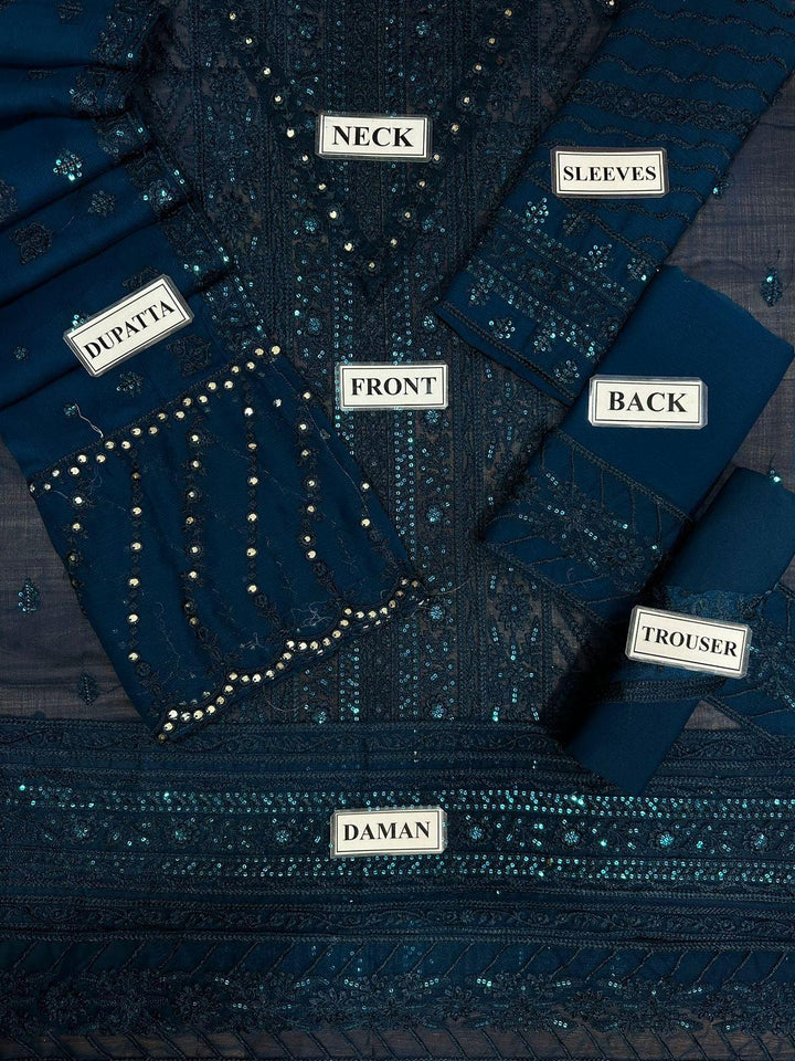 Azure Chiffon Suit-Aarasta