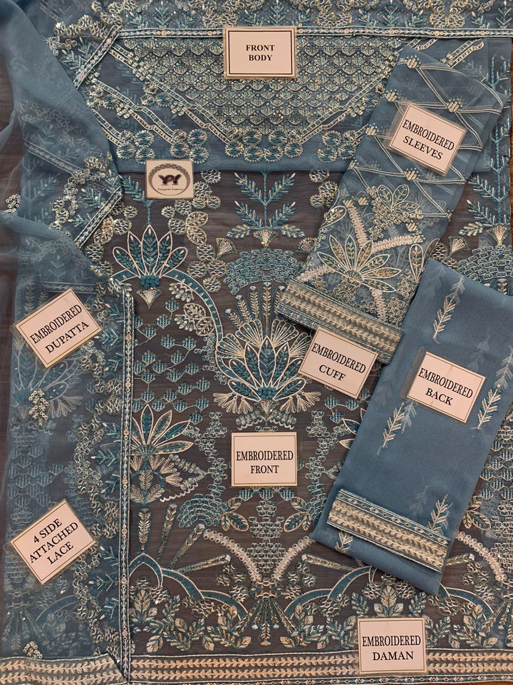 Azure Chiffon Suit-Aarasta