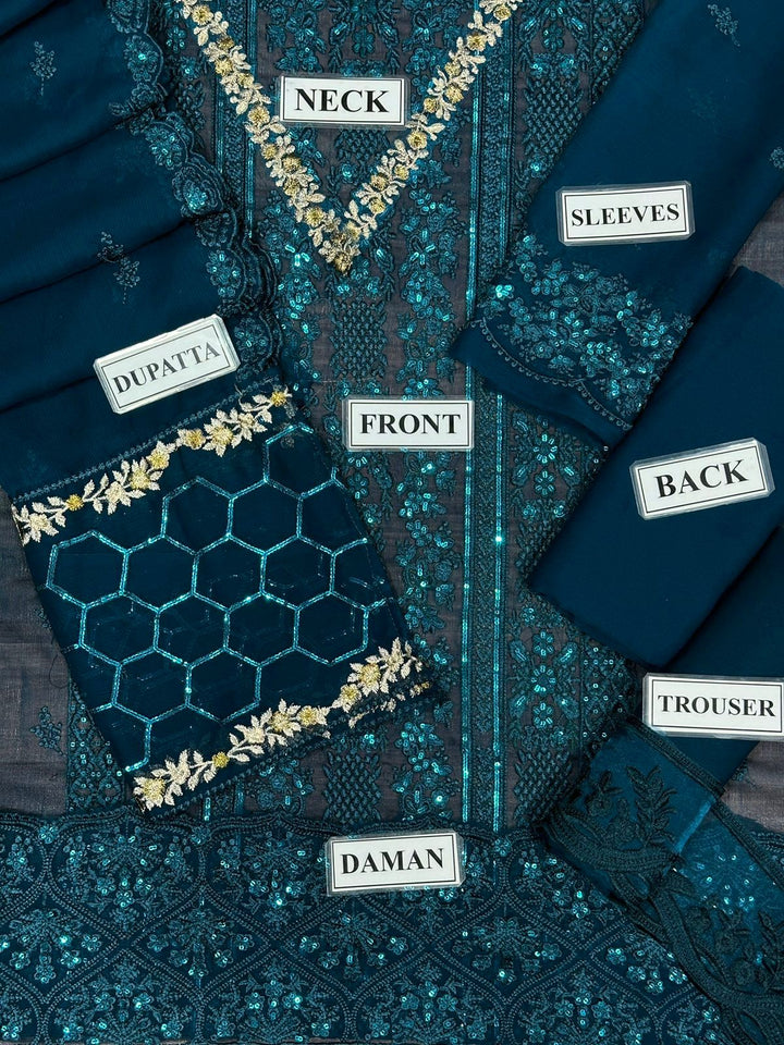 Azure Chiffon Suit-Aarasta