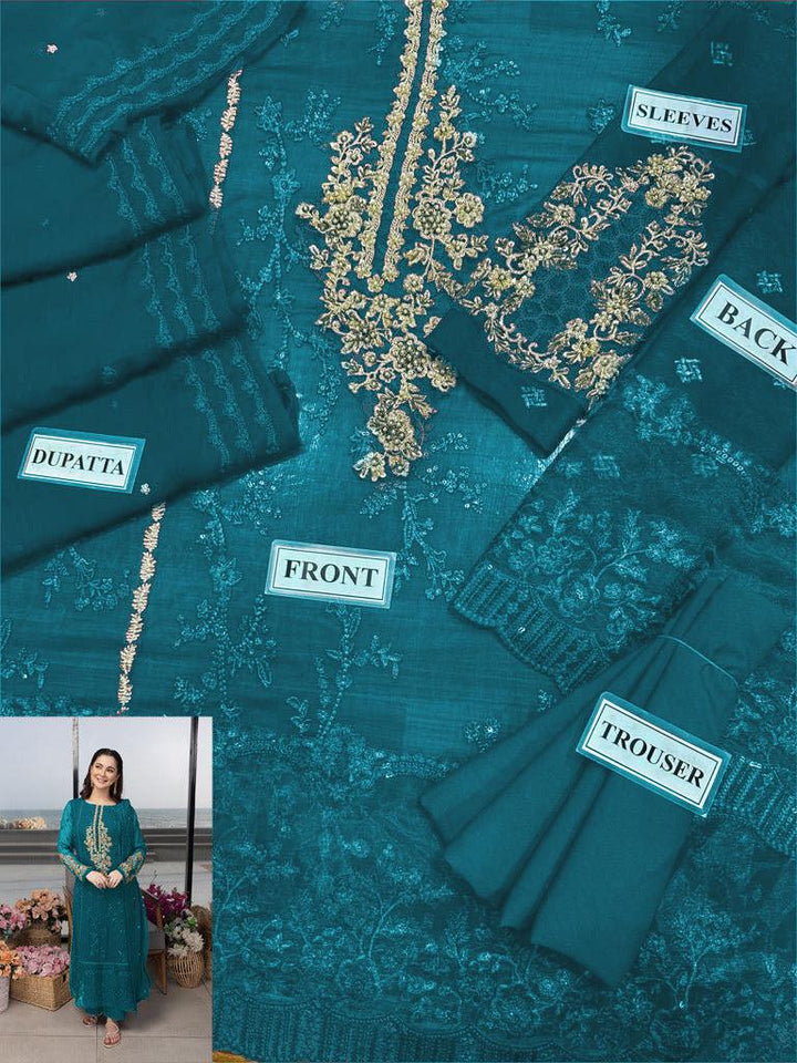 Azure Chiffon Suit-Aarasta