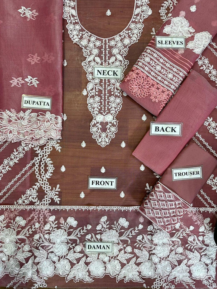 Azure Organza Suit-Aarasta