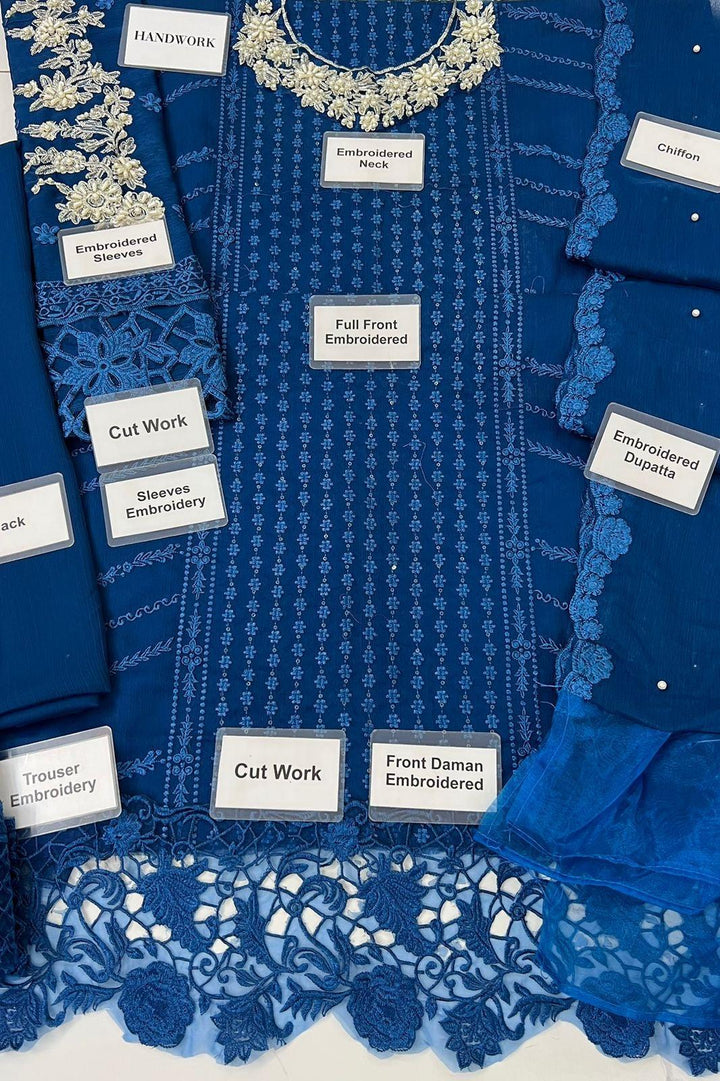 Azure Chiffon Suit-Aarasta