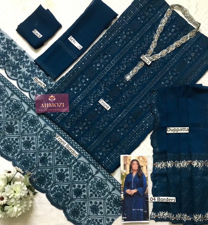 Azure Chiffon Suit-Aarasta