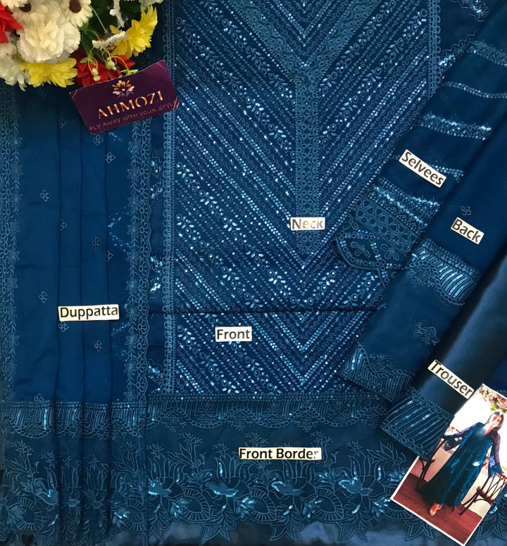 Azure Chiffon Suit-Aarasta